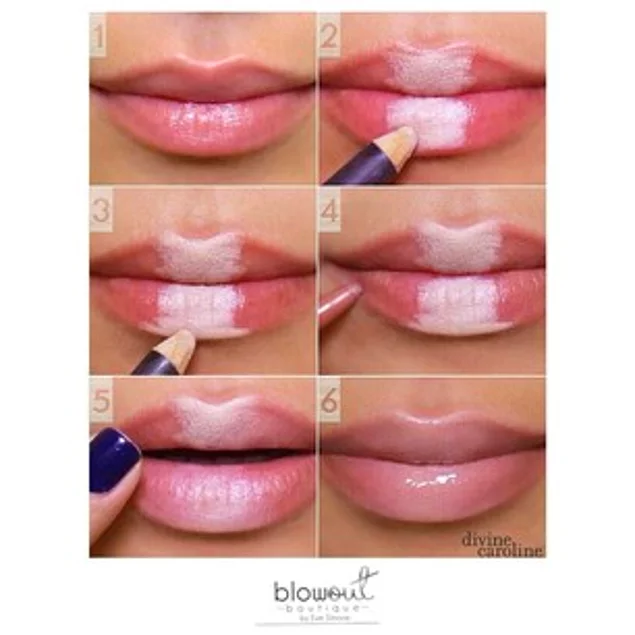 Daha dolgun görünen dudaklar için, rujunuzu uygulamadan önce dudaklarınızın tam merkezine açık renkli kalem sürün.