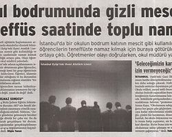 Namaz kılan öğrencileri ilk sayfadan böyle duyurdu!