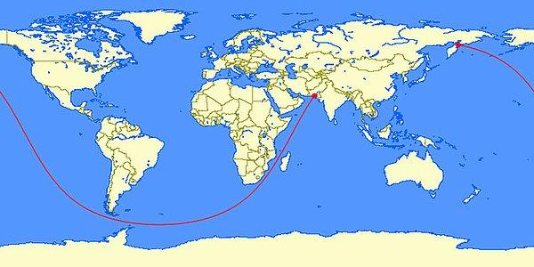 13. Dünyanın en uzun deniz yolu. Pakistan'dan Kamçatka'ya 20000 mil.