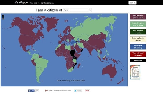Vize İstemeyen Ülkeleri Haritadan Bulun: Visamapper