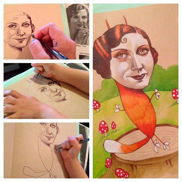 Mica, kendi yaptığı kafaları kızı tamamladıktan sonra boyayarak eserleri son haline getirmeye başladı
