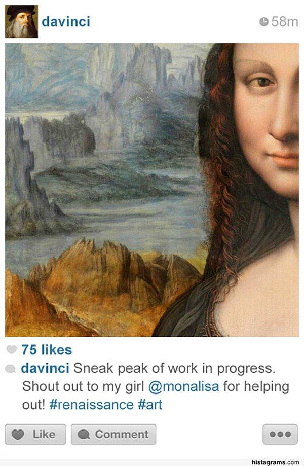 1. Mona Lisa'nın tablosu üzerinde çalışmakta olan Da Vinci