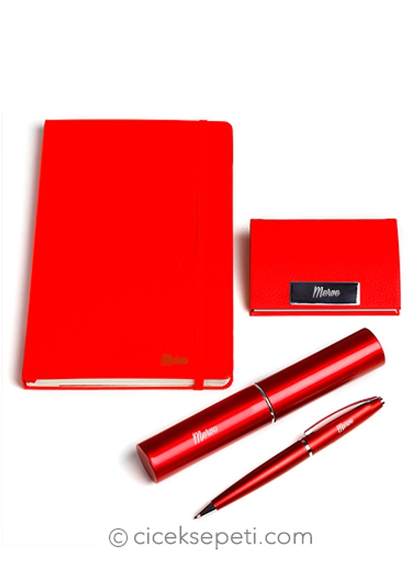 Mervelere Özel Defter Kalem Kartvizitlik Set