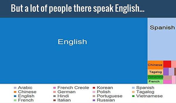 21. ABD'nin resmi bir dili yok fakat çoğunlukla İngilizce konuşuluyor.