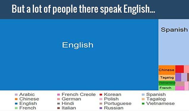 21. ABD'nin resmi bir dili yok fakat çoğunlukla İngilizce konuşuluyor.