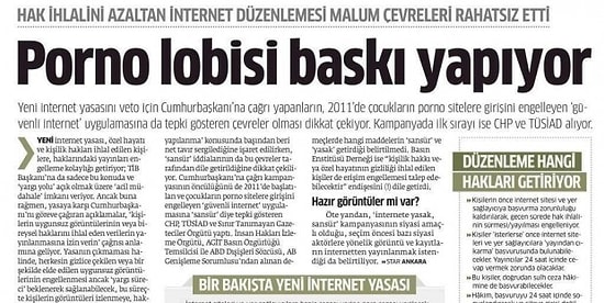 Star: İnternet Yasasına Karşı Çıkanlar Porno Lobisi!