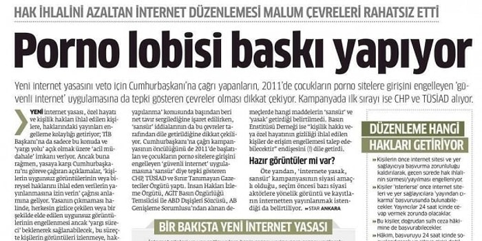 Star: İnternet Yasasına Karşı Çıkanlar Porno Lobisi!