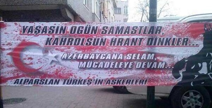 AGOS Önünde 'Yaşasın Ogün Samastlar' Pankartı!