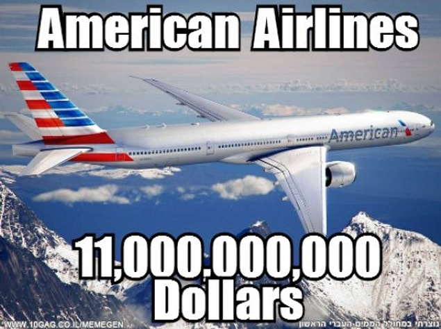 1 Amerika Havayolları = 11 Milyar Dolar, Ya da 4 x Türk Hava Yolları = 19 Milyar Dolar