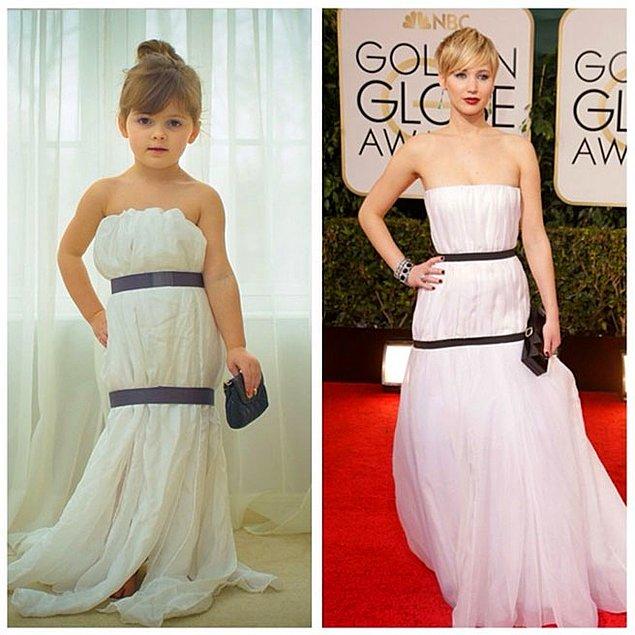 Jennifer Lawrence'ın Altın Küre Ödül Töreni'nde giydiği Dior tasarımı.
