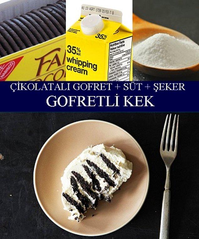 22. Çikolatalı Gofret, Süt, Şeker = Gofretli Kek