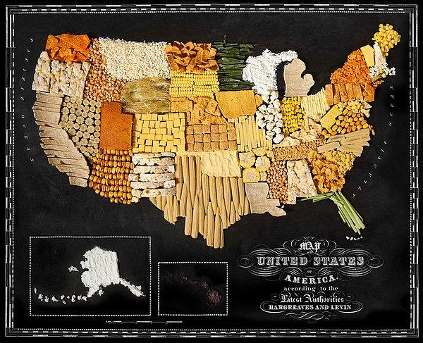 5. Mısır ürünlerinden yapılmış ABD haritası