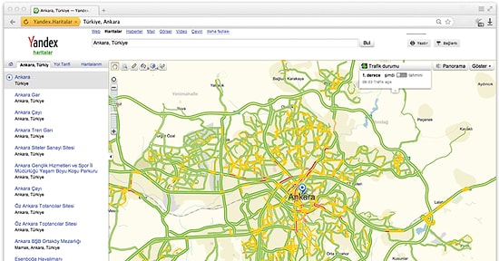 Yandex Artık Ankara Trafiğini de Analiz Ediyor