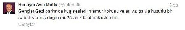 12. Vali Mutlu neşe dolu tweet attığında Gezi Parkının kapatılacağını anlamak.