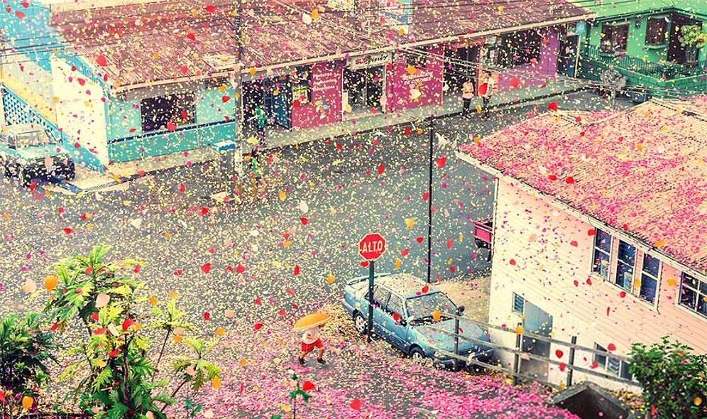 Muhteşem Görüntüler: Reklam Çekimi İçin 3.5 Ton Çiçek Sokaklara Savruldu