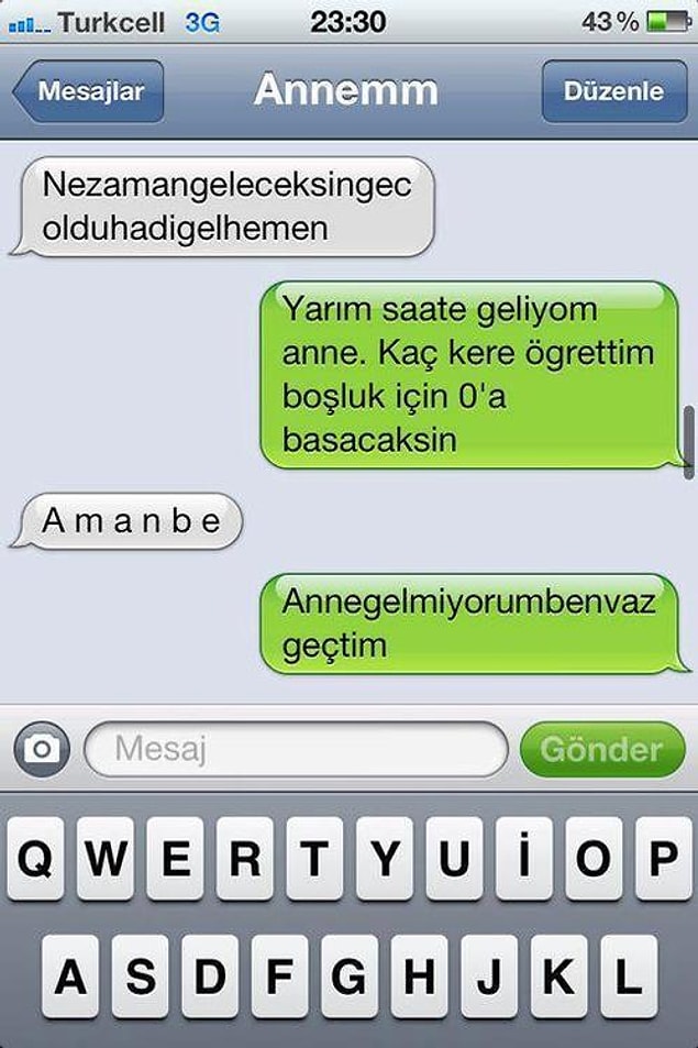 3. Anneden gelen her mesaja tam onun istediği gibi cevap verecek yapay zeka.