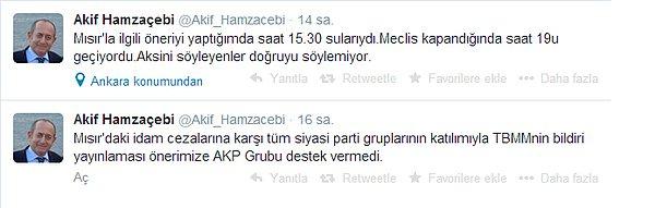 Hamzaçebi'nin Twitter'dan yağptığı açıklama: