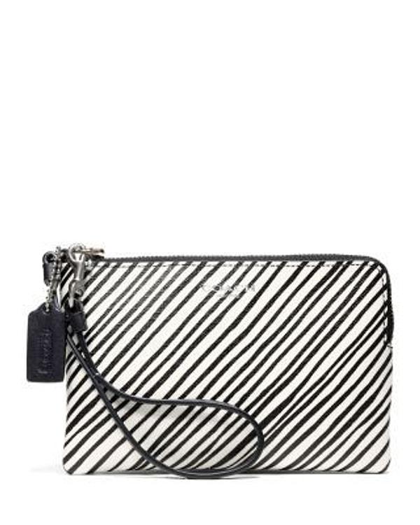 Coach Bleecker Small Wristlet in Print Coated Canvas - White Multicolor/Silver