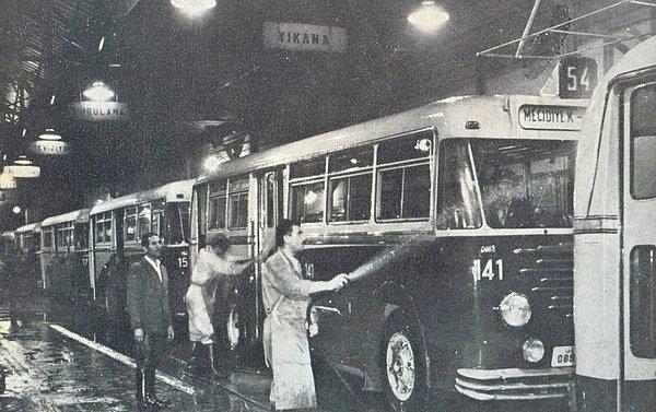 50 li yıllarda Şişli garajı ve Büssing otobüsler.