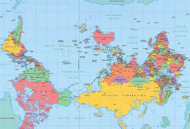 13- Dünya Alt Üst Olsaydı Haritamız Böyle Olurdu