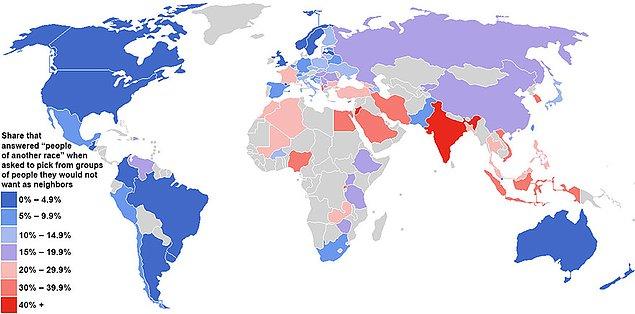 17- Ülkelere Göre Irk Toleransı Haritası
