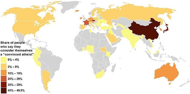 23- Dünya'da ki Ateizm Sayısı Haritası