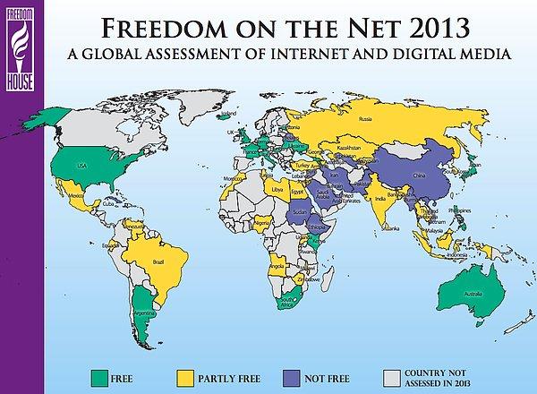 17. 2013'te Dünyadaki Internet özgürlüğü