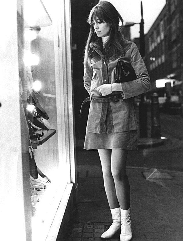 1965-Mini etek uzun ceket & kemer kombinasyonu