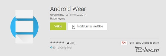 Android Wear Play Store'da Yayınlandı