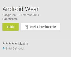 Android Wear Play Store'da Yayınlandı