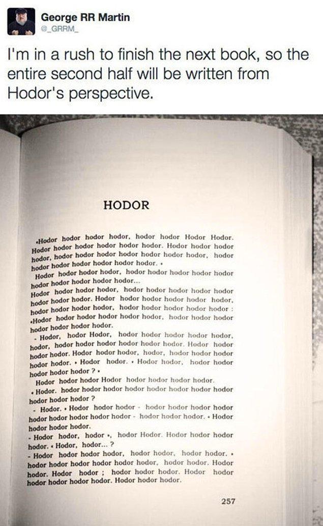 18.Hodor'un perspektifinden yazılan Game of Thrones kitabını.