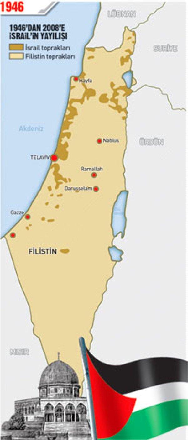 BM Genel Kurulu'nun 1947'de Filistin topraklarının Araplar ve Yahudiler arasında bölünerek, Kudüs'e uluslararası statü tanınmasını onaylandı. Bu kararın ardından da 14 Mayıs 1948'de bağımsız İsrail Devleti'nin kurulduğu dünyaya açıklandı.