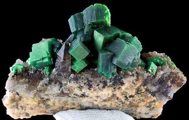 6. Torbernit (kendisi radyoaktif bir mineral)