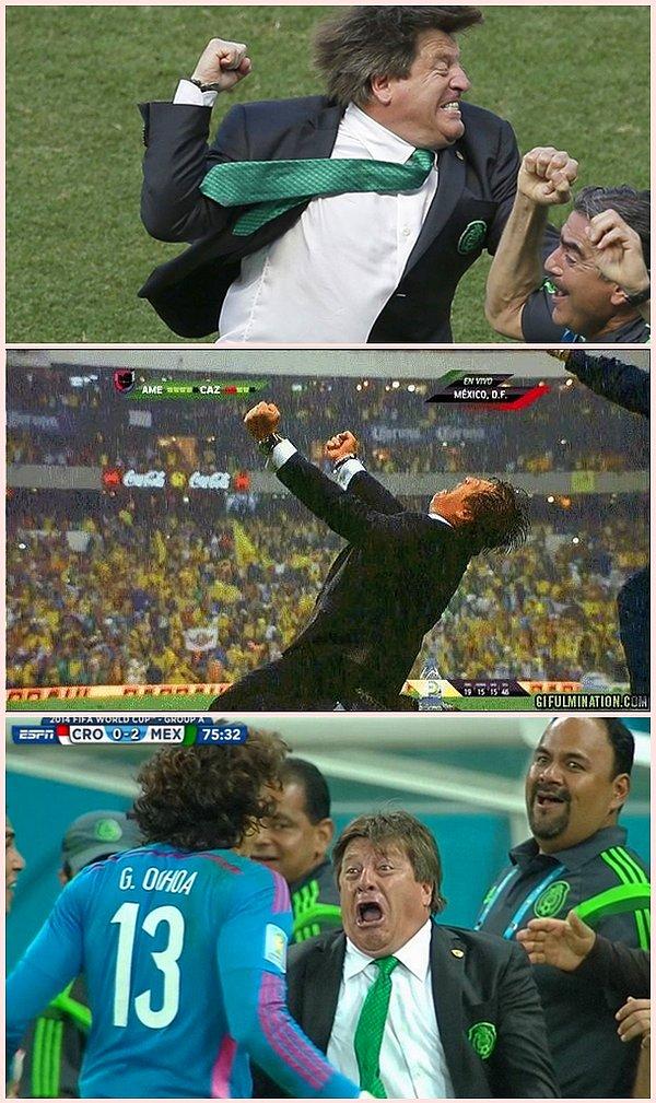 4. Meksika teknik direktörünün aşırı heyecanı ve gol sevinçleri görülmeye değerdi.