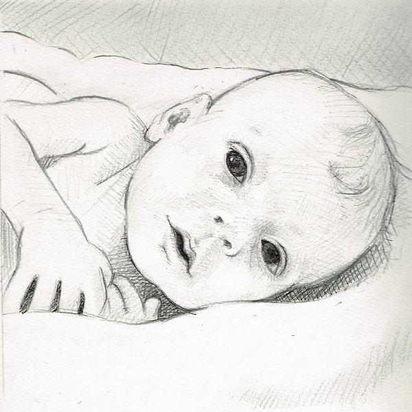 8. Bazı sanatçılar bebeğin kara kalem çizimlerini ve hatta yağlı boya tablolarını yapıp fotoğraflarını yolladılar.