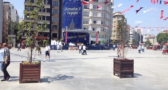 Taksim Meydanı'nda İlginç Ağaçlandırma