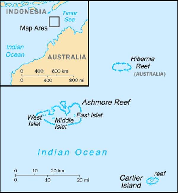 46. Ashmore ve Cartier Adaları (Avustralya)	5 km2
