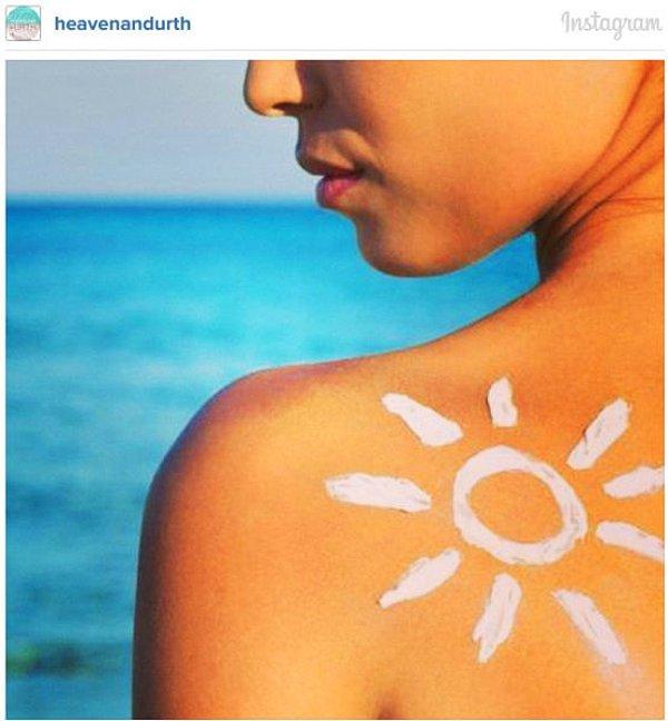 14. Instagram'a göre güneşin zararlı ışınlarından bedeni korumak