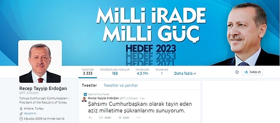 Erdoğan Kesin Sonuçları Beklemeden Twitter Bilgisini Güncelledi