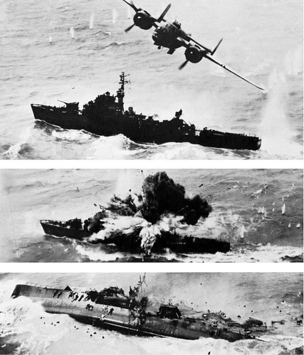 8. Japon uçağı Çin donanma gemisini bertaraf ediyor, 6 Nisan 1945