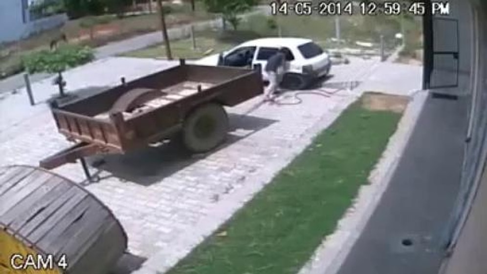 Saniyeler İçinde Arabayla Bahçeden İnek Çalmak