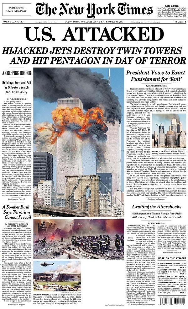 Saldırının ertesi günü The New York Times gazetesi