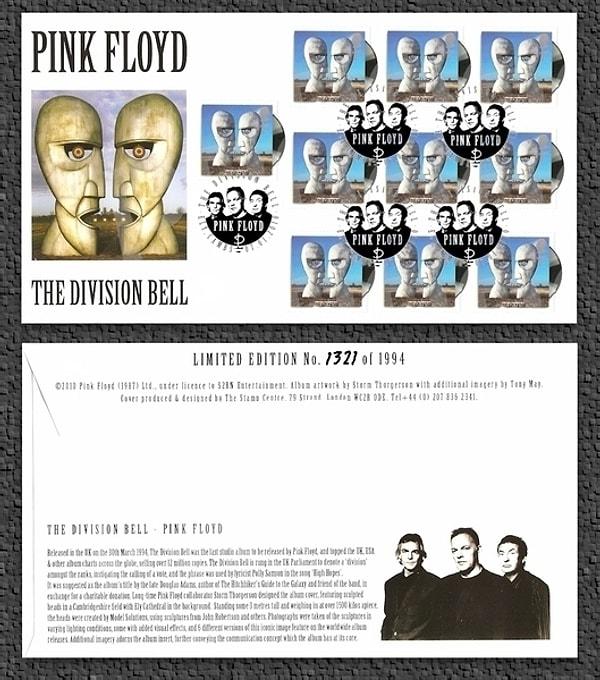 11. 2010 yılında Pink Floyd'un albüm kapakları, Royal Mail Postage tarafından posta pulları olarak basıldı.