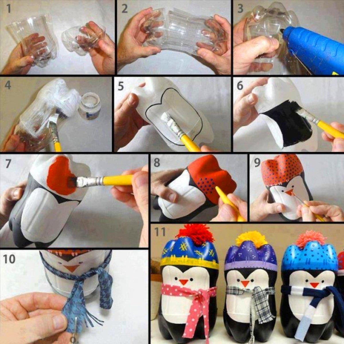 Из каких материалов делают игрушки. Пингвин из пластиковой бу. Игрушки из пластиковых бутылок. Поделка из пластиковой бутылки. Новогодняя игрушка из пластиковой бутылки.