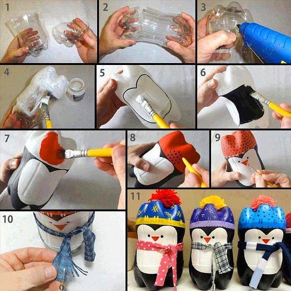 1. Pet şişeden penguen yapma