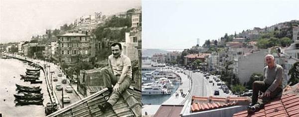 1. Tuncel Kurtiz, 44 yıl arayla Arnavutköy'deki evinin çatısında.