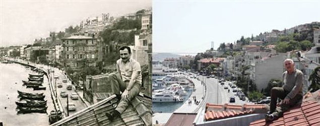 1. Tuncel Kurtiz, 44 yıl arayla Arnavutköy'deki evinin çatısında.