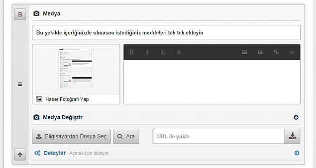 10. Bir maddedeki fotoğrafı değiştirmek için "Medya Değiştir"