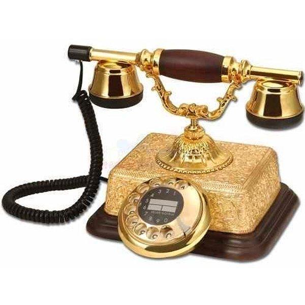 9-) Antik Telefon - Şato Varak Altın Görünümlü CT-238V