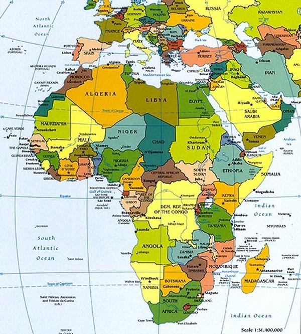1. "Demokratik Kongo Cumhuriyeti" - Orta Afrika Cum., Sudan, Uganda, Tanzanya, Zambiya, Angola, Kongo Cum., Ruanda, Brundi